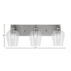 Edge Three Light Bath Bar in Brushed Nickel with 5" Clear Bubble Shade