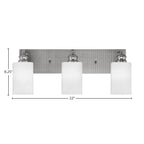 Edge Three Light Bath Bar in Brushed Nickel with 4" White Marble Shade