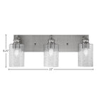 Edge Three Light Bath Bar in Brushed Nickel with 4" Smoke Bubble Shade