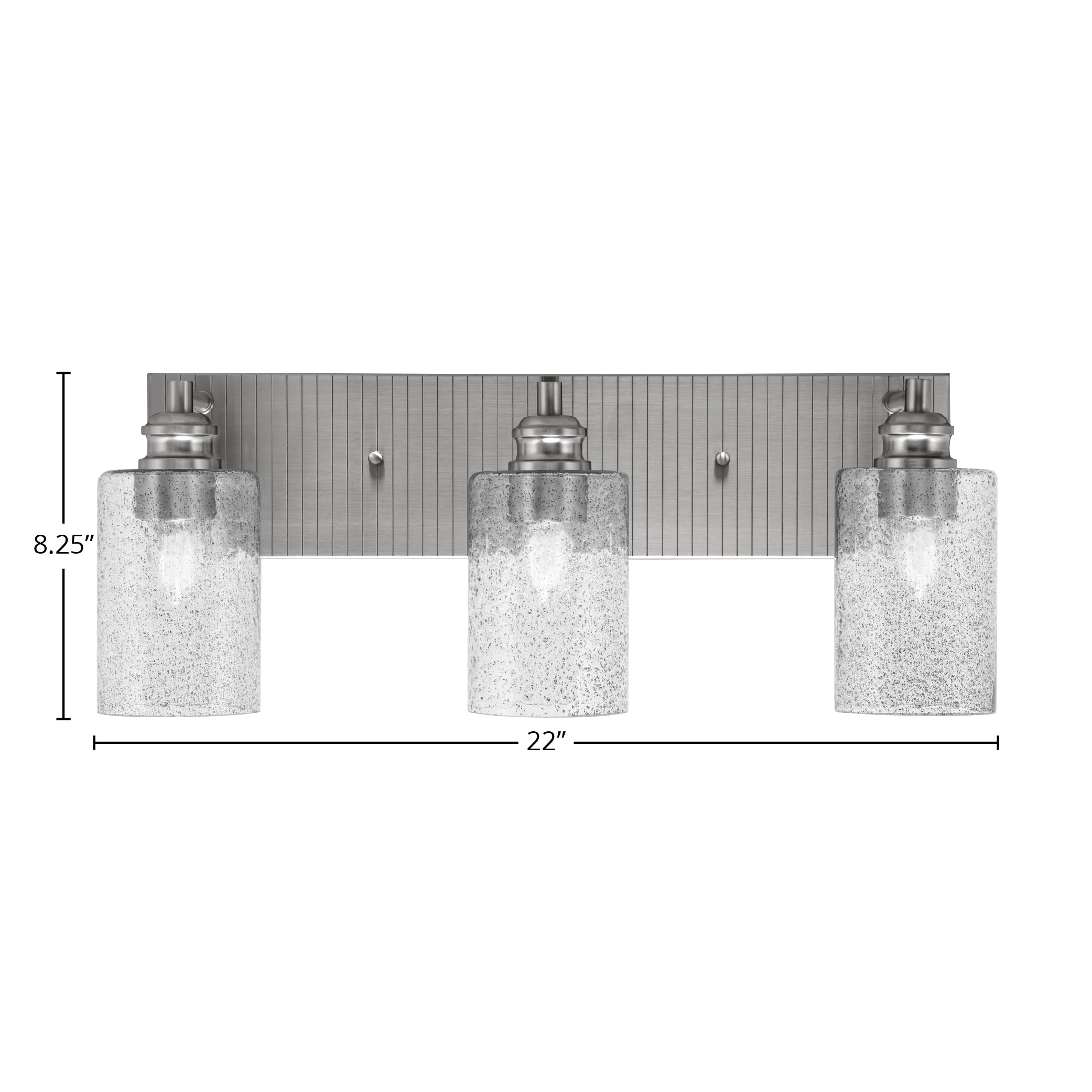 Edge Three Light Bath Bar in Brushed Nickel with 4" Smoke Bubble Shade