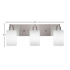 Edge Three Light Bath Bar in Brushed Nickel with 4" White Muslin Shade