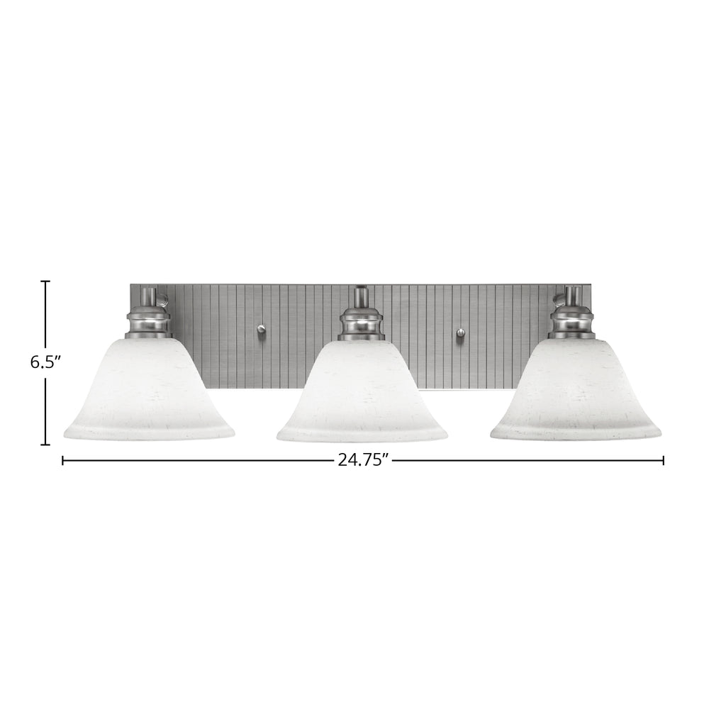 Edge Three Light Bath Bar in Brushed Nickel with 7" White Muslin Shade