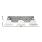 Edge Three Light Bath Bar in Brushed Nickel with 7" White Muslin Shade
