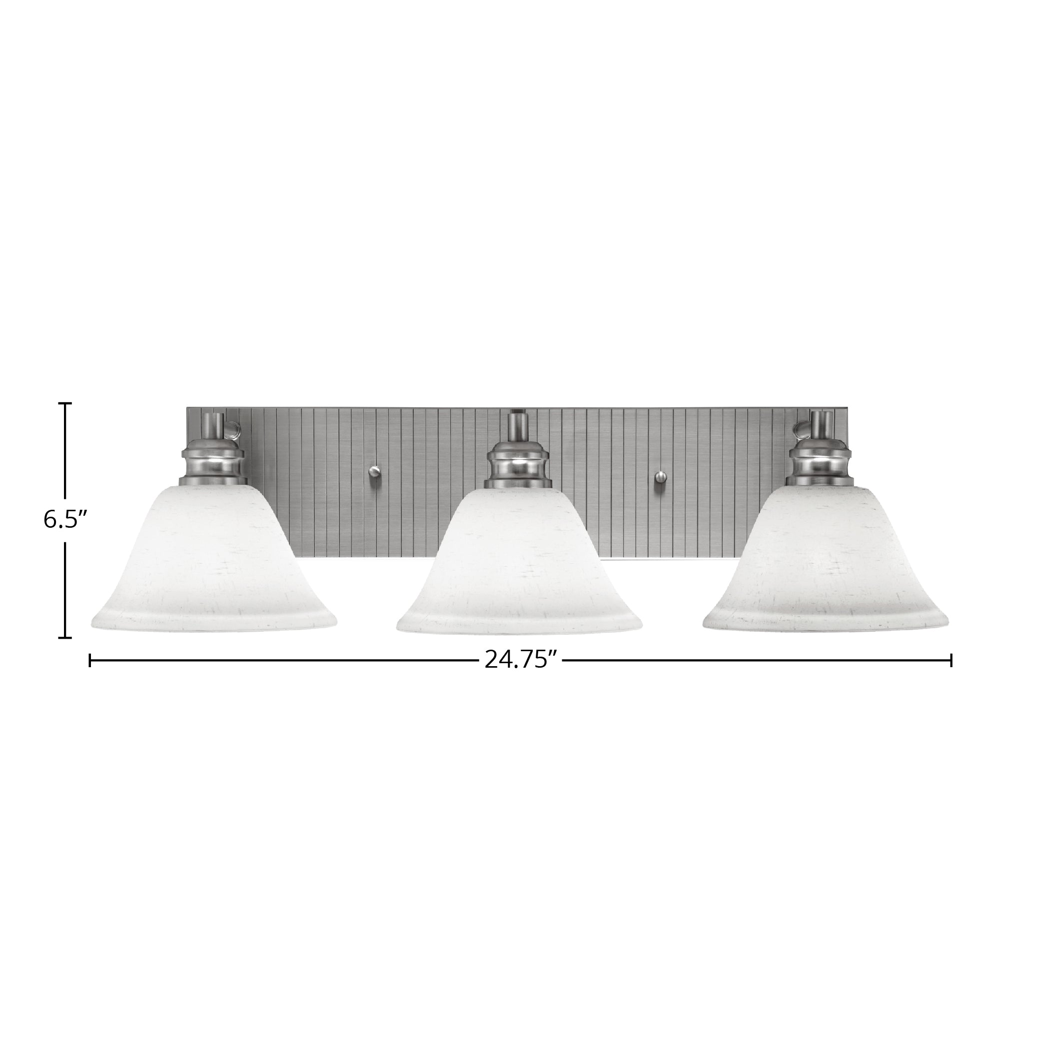 Edge Three Light Bath Bar in Brushed Nickel with 7" White Muslin Shade