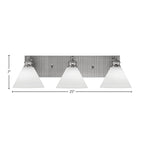 Edge Three Light Bath Bar in Brushed Nickel with 7" White Muslin Shade