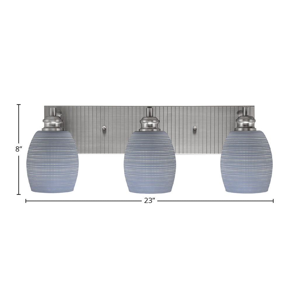 Edge Three Light Bath Bar in Brushed Nickel with 5" Gray Matrix Shade