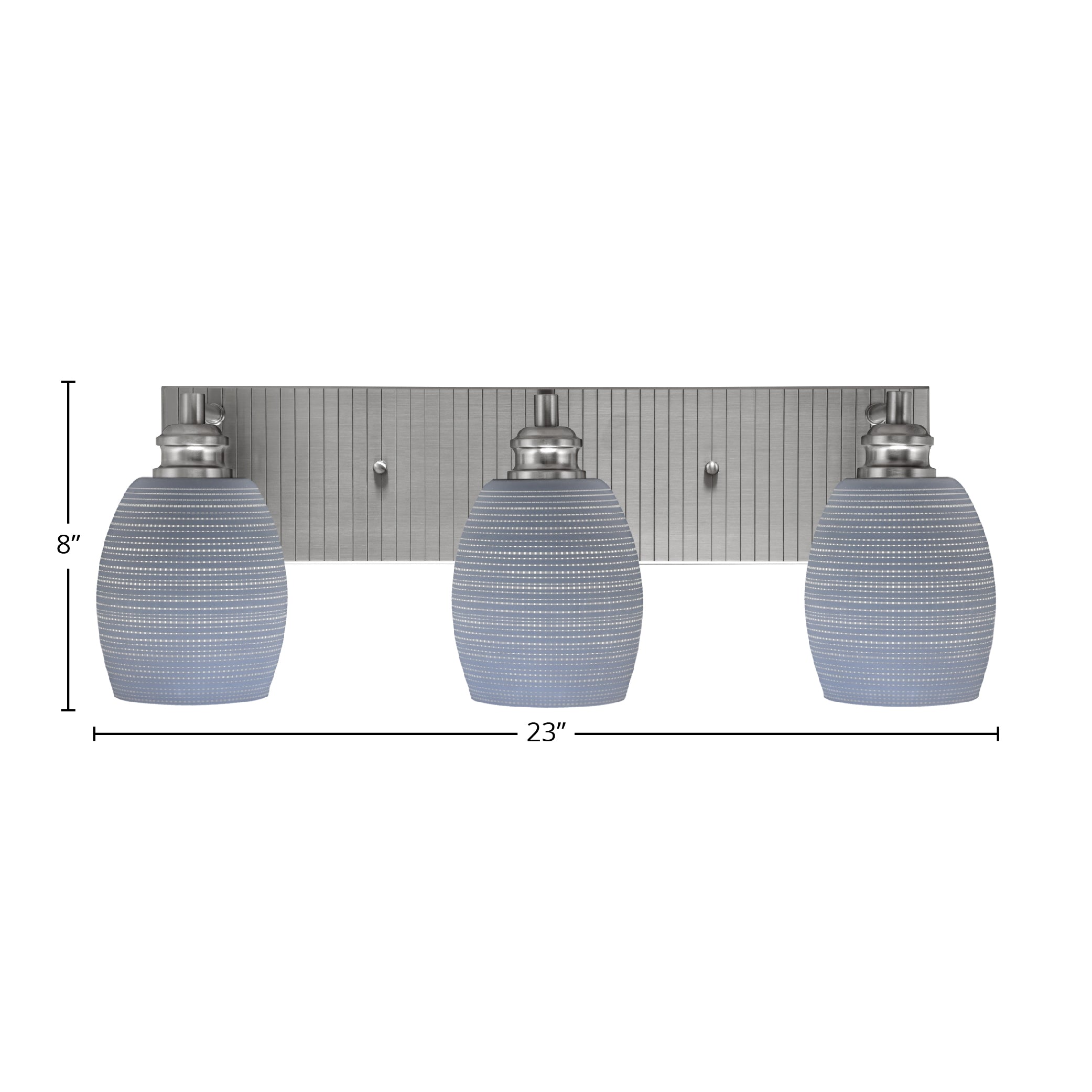 Edge Three Light Bath Bar in Brushed Nickel with 5" Gray Matrix Shade