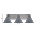 Edge Three Light Bath Bar in Brushed Nickel with 7" Gray Matrix Shade