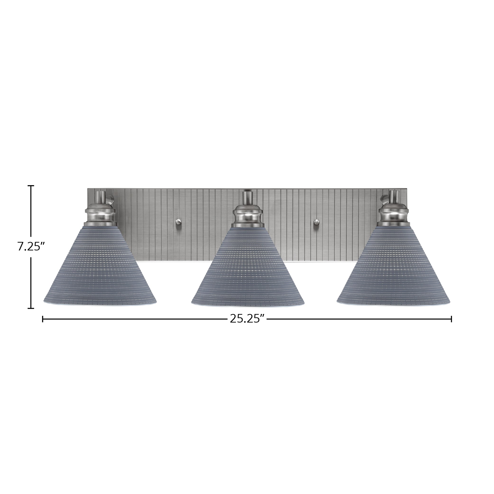Edge Three Light Bath Bar in Brushed Nickel with 7" Gray Matrix Shade