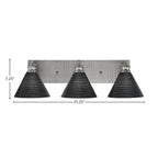Edge Three Light Bath Bar in Brushed Nickel with 7" Black Matrix Shade