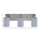Edge Three Light Bath Bar in Brushed Nickel with 4" Gray Matrix Shade