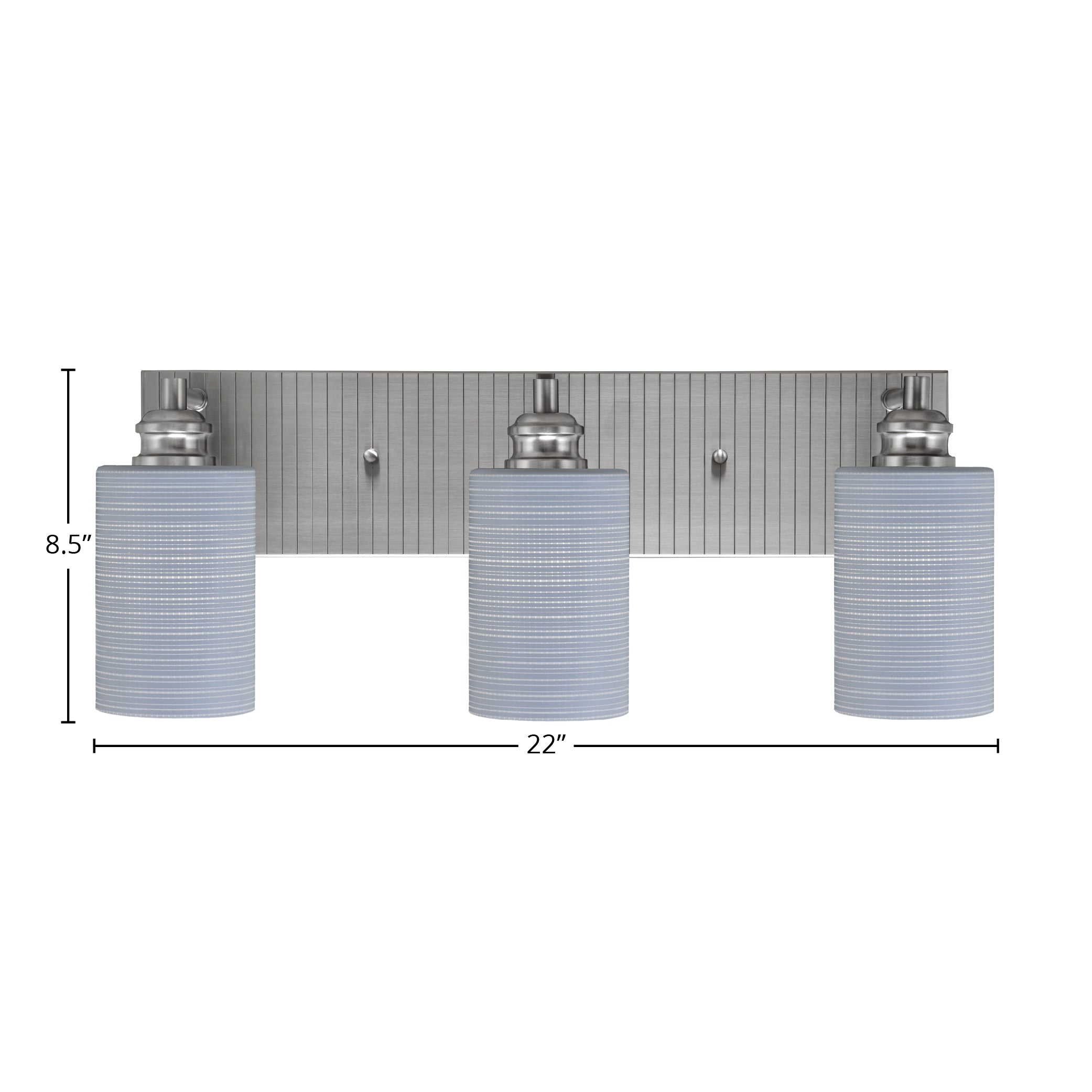 Edge Three Light Bath Bar in Brushed Nickel with 4" Gray Matrix Shade