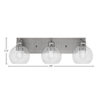 Edge Three Light Bath Bar in Brushed Nickel with 5.75" Clear Bubble Shade