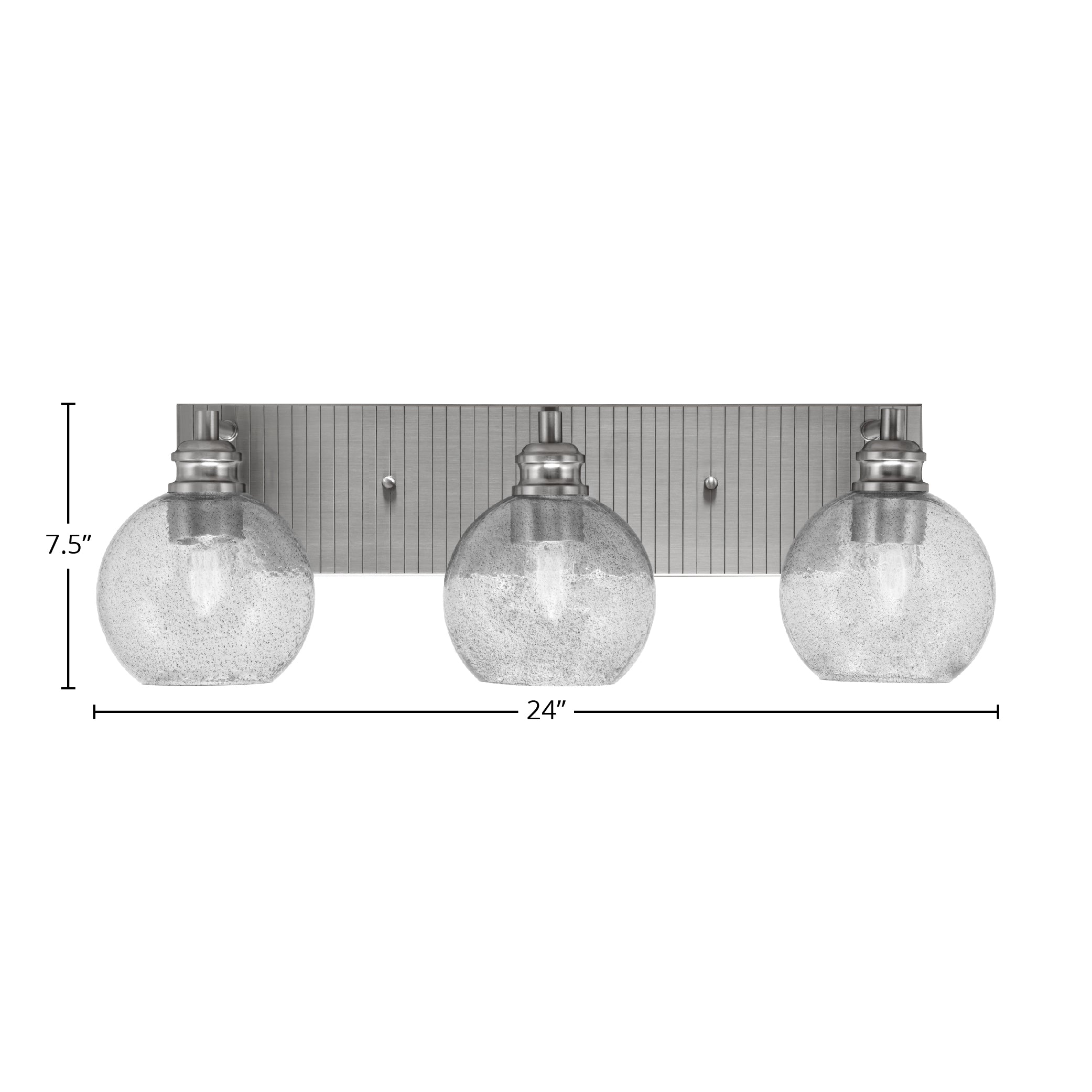 Edge Three Light Bath Bar in Brushed Nickel with 5.75" Smoke Bubble Shade
