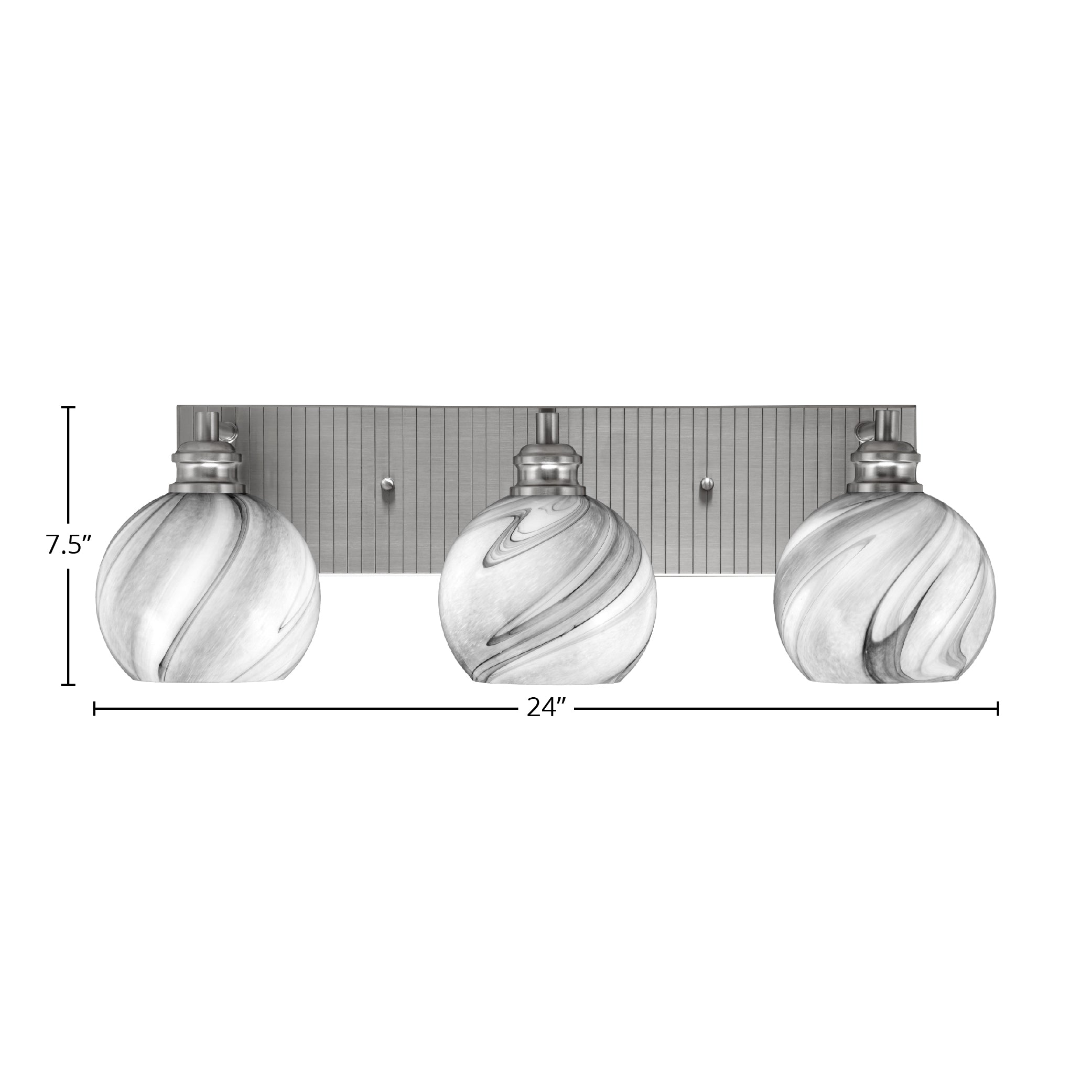 Edge Three Light Bath Bar in Brushed Nickel with 5.75" Onyx Swirl Shade