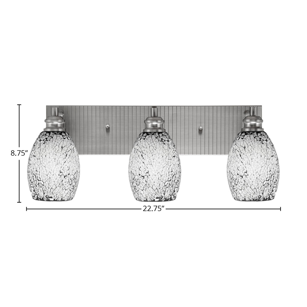 Edge Three Light Bath Bar in Brushed Nickel with 5" Black Fusion Shade