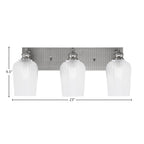 Edge Three Light Bath Bar in Brushed Nickel with 5" Clear Textured Shade