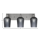 Edge Three Light Bath Bar in Brushed Nickel with 5" Smoke Textured Shade