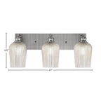 Edge Three Light Bath Bar in Brushed Nickel with 5" Silver Textured Shade