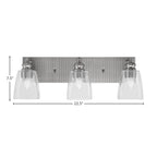 Edge Three Light Bath Bar in Brushed Nickel with 4.5" Square Clear Bubble Shade