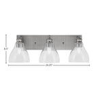 Edge Three Light Bath Bar in Brushed Nickel with 6.25" Clear Bubble Shade