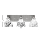 Edge Three Light Bath Bar in Brushed Nickel with 6.25" Onyx Swirl Shade