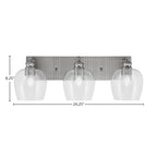 Edge Three Light Bath Bar in Brushed Nickel with 6" Clear Bubble Shade