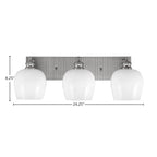Edge Three Light Bath Bar in Brushed Nickel with 6" White Marble Shade