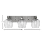 Edge Three Light Bath Bar in Brushed Nickel with 6" Smoke Bubble Shade
