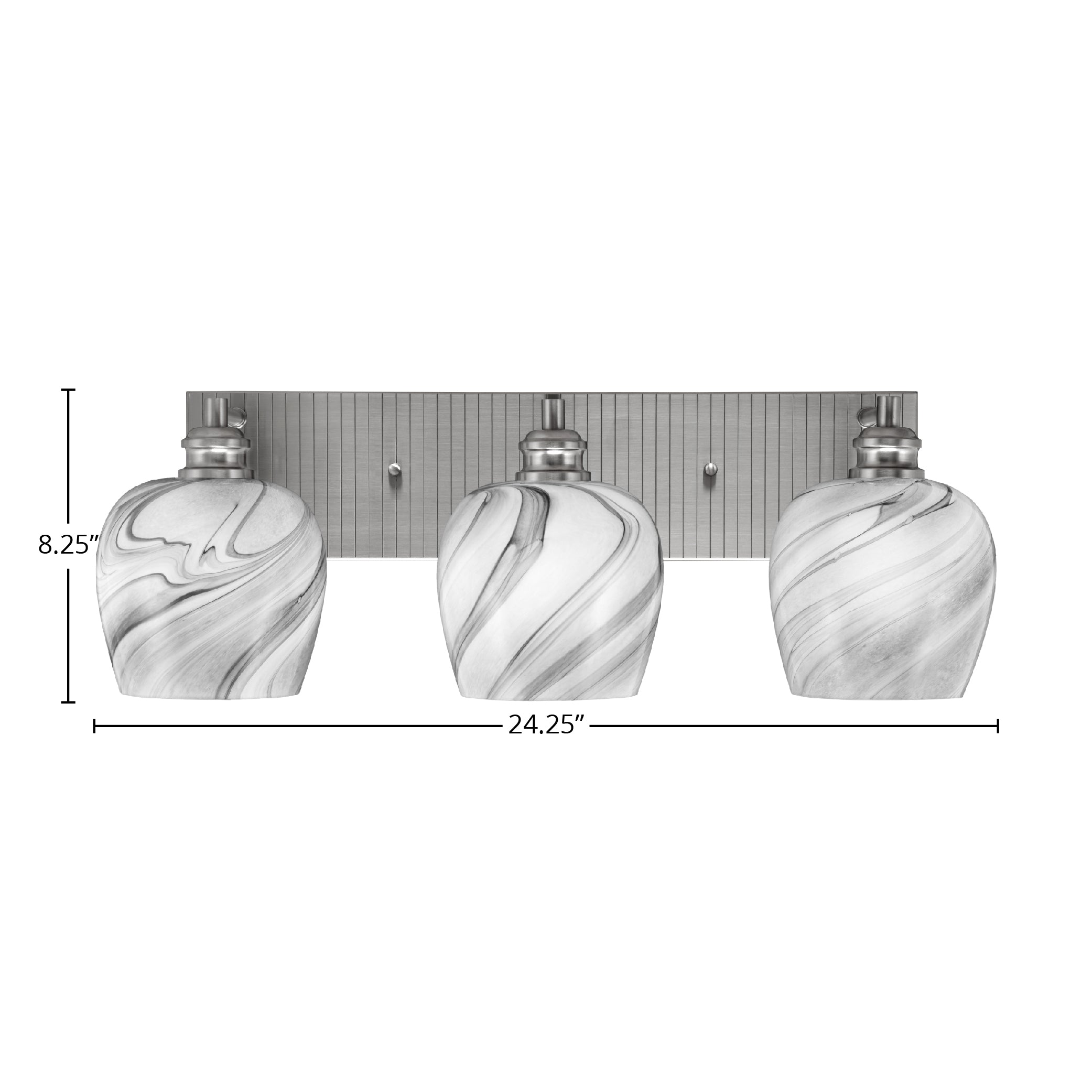 Edge Three Light Bath Bar in Brushed Nickel with 6" Onyx Swirl Shade