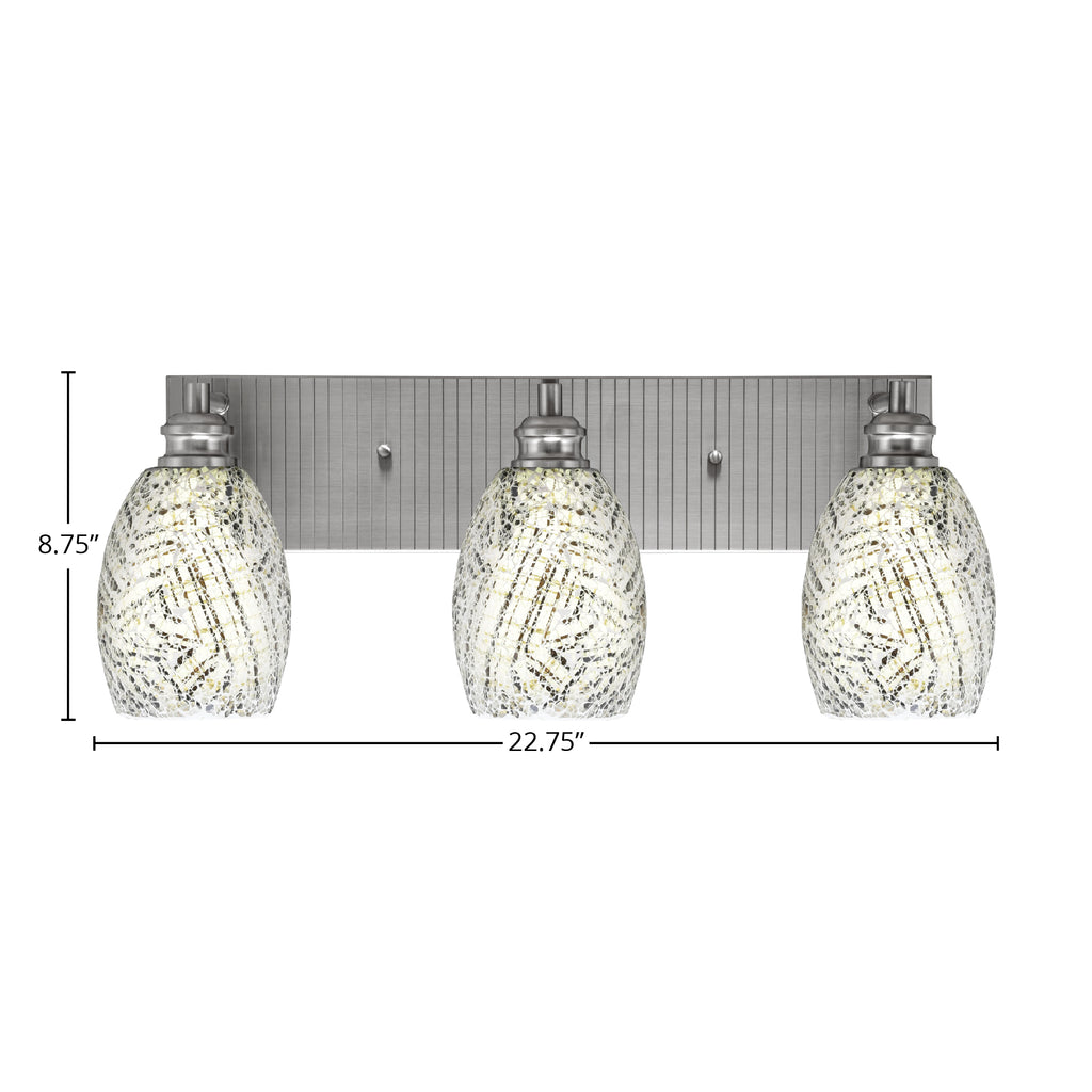 Edge Three Light Bath Bar in Brushed Nickel with 5" Natural Fusion Shade