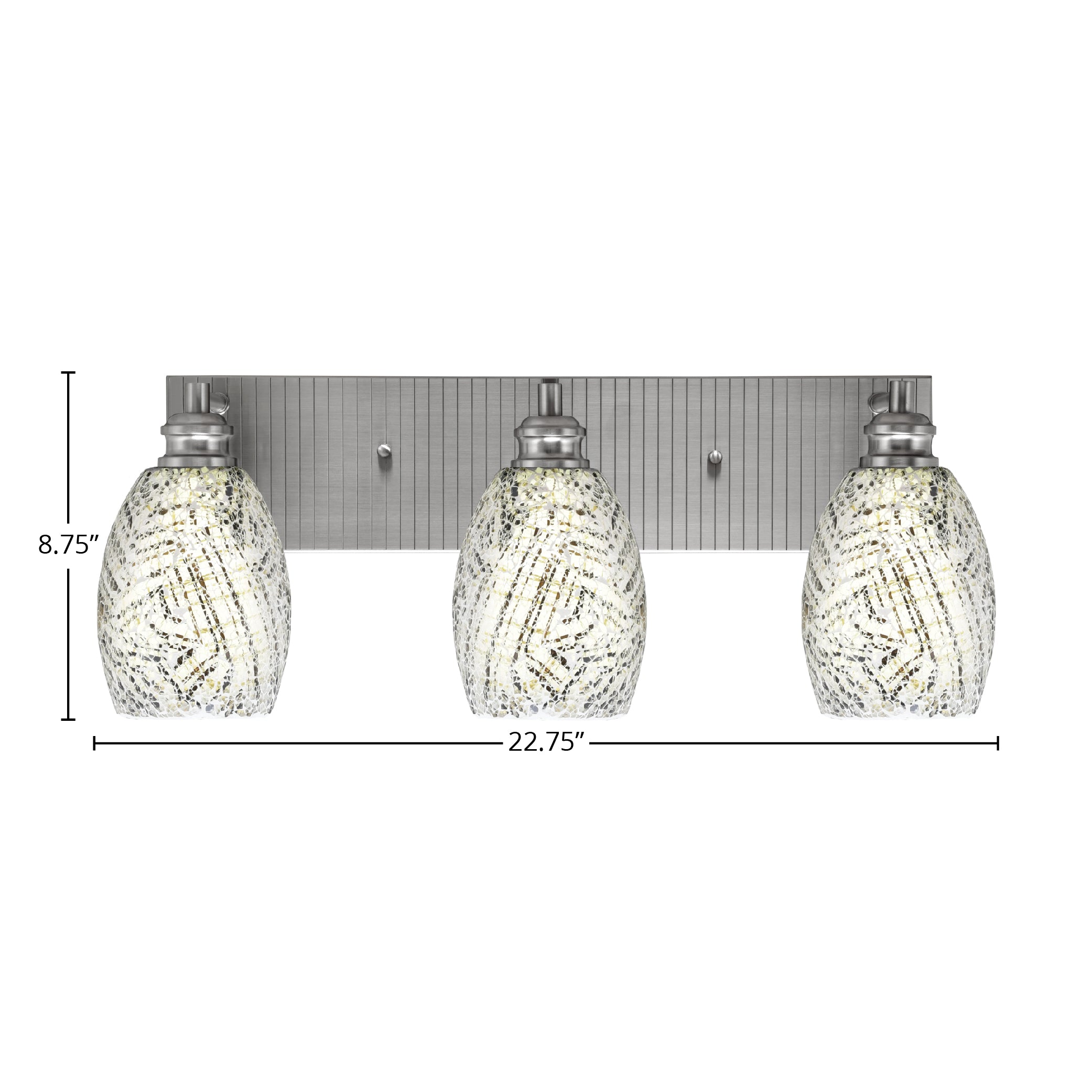 Edge Three Light Bath Bar in Brushed Nickel with 5" Natural Fusion Shade