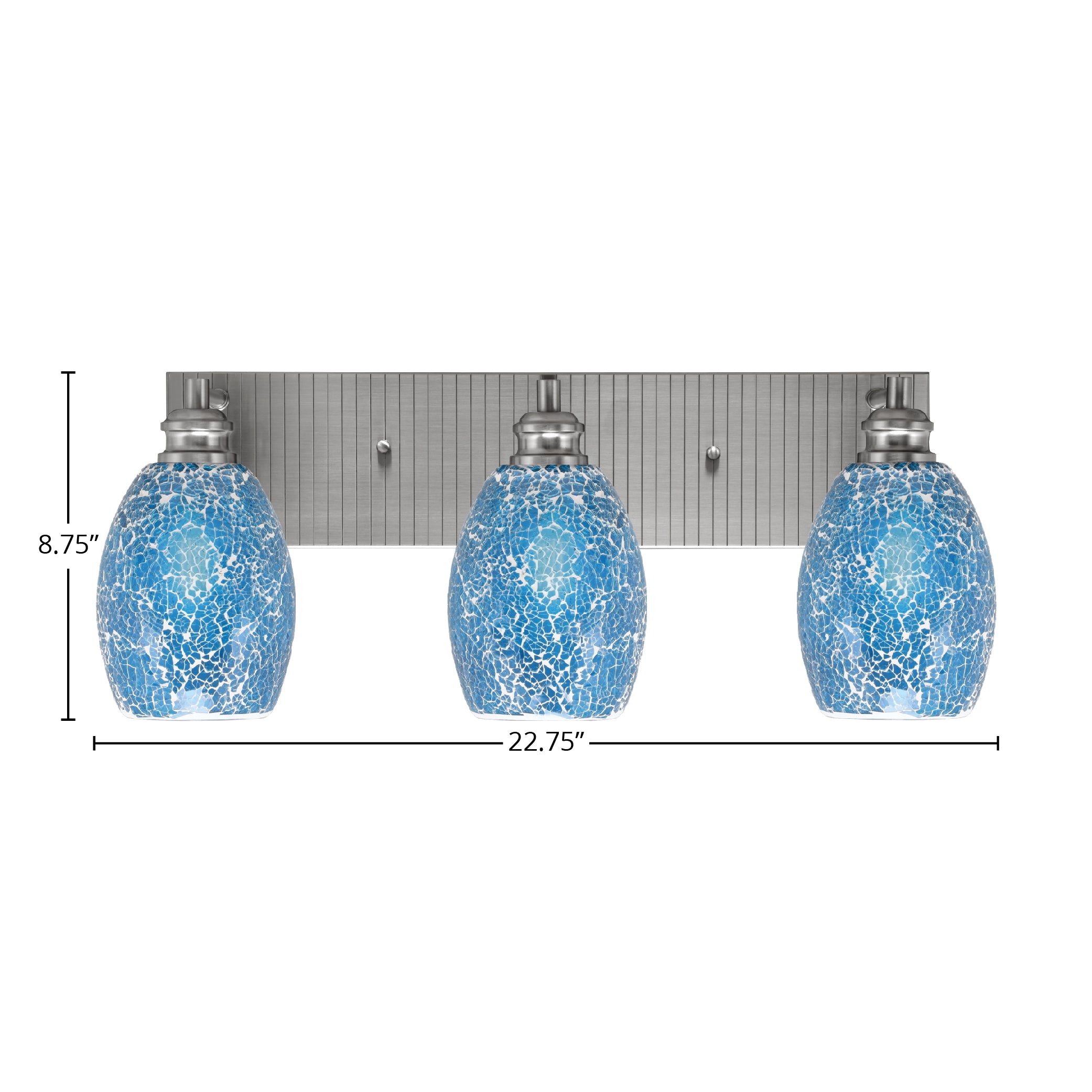 Edge Three Light Bath Bar in Brushed Nickel with 5" Turquoise Fusion Shade