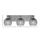 Edge Three Light Bath Bar in Brushed Nickel with 6" Smoke Ribbed Shade