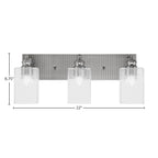 Edge Three Light Bath Bar in Brushed Nickel with 4" Square Clear Bubble Shade