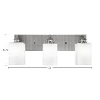 Edge Three Light Bath Bar in Brushed Nickel with 4" Square White Muslin Shade