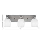 Edge Three Light Bath Bar in Brushed Nickel with 5" White Linen Shade