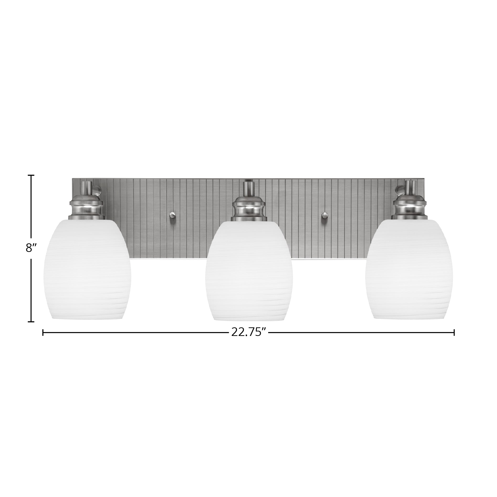 Edge Three Light Bath Bar in Brushed Nickel with 5" White Linen Shade
