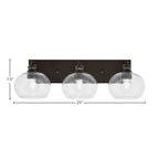Edge Three Light Bath Bar in Espresso with 7" Clear Bubble Shade