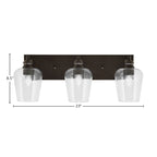 Edge Three Light Bath Bar in Espresso with 5" Clear Bubble Shade
