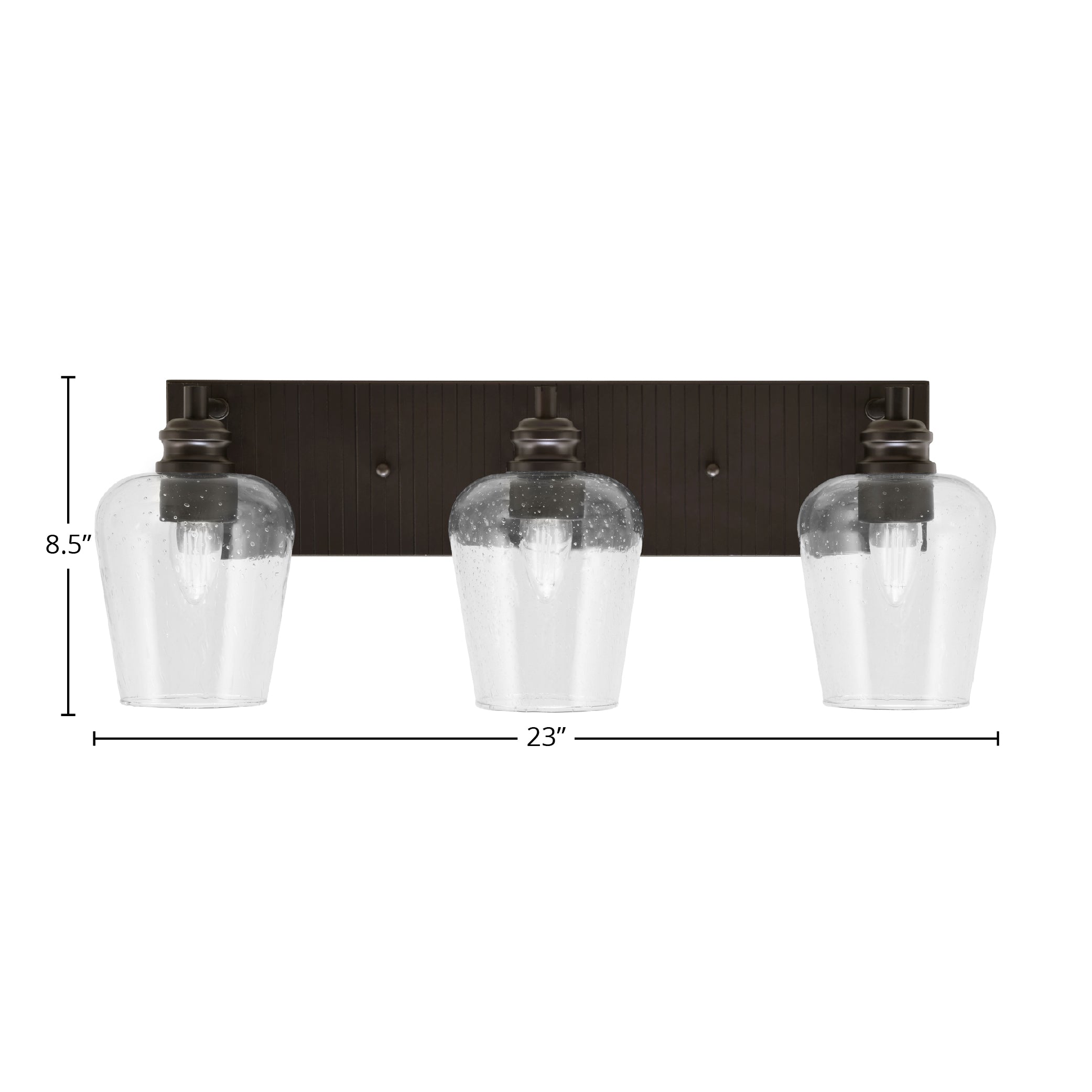 Edge Three Light Bath Bar in Espresso with 5" Clear Bubble Shade