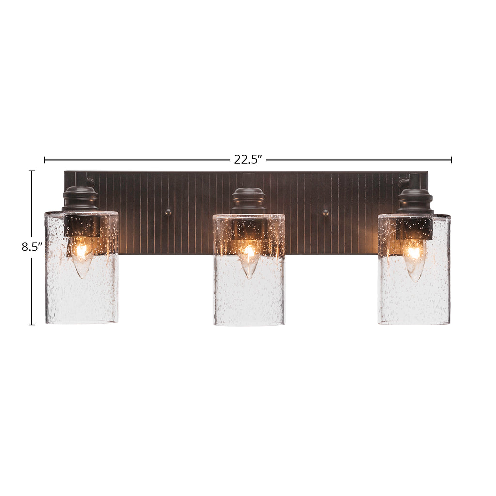 Edge Three Light Bath Bar in Espresso with 4" Clear Bubble Shade