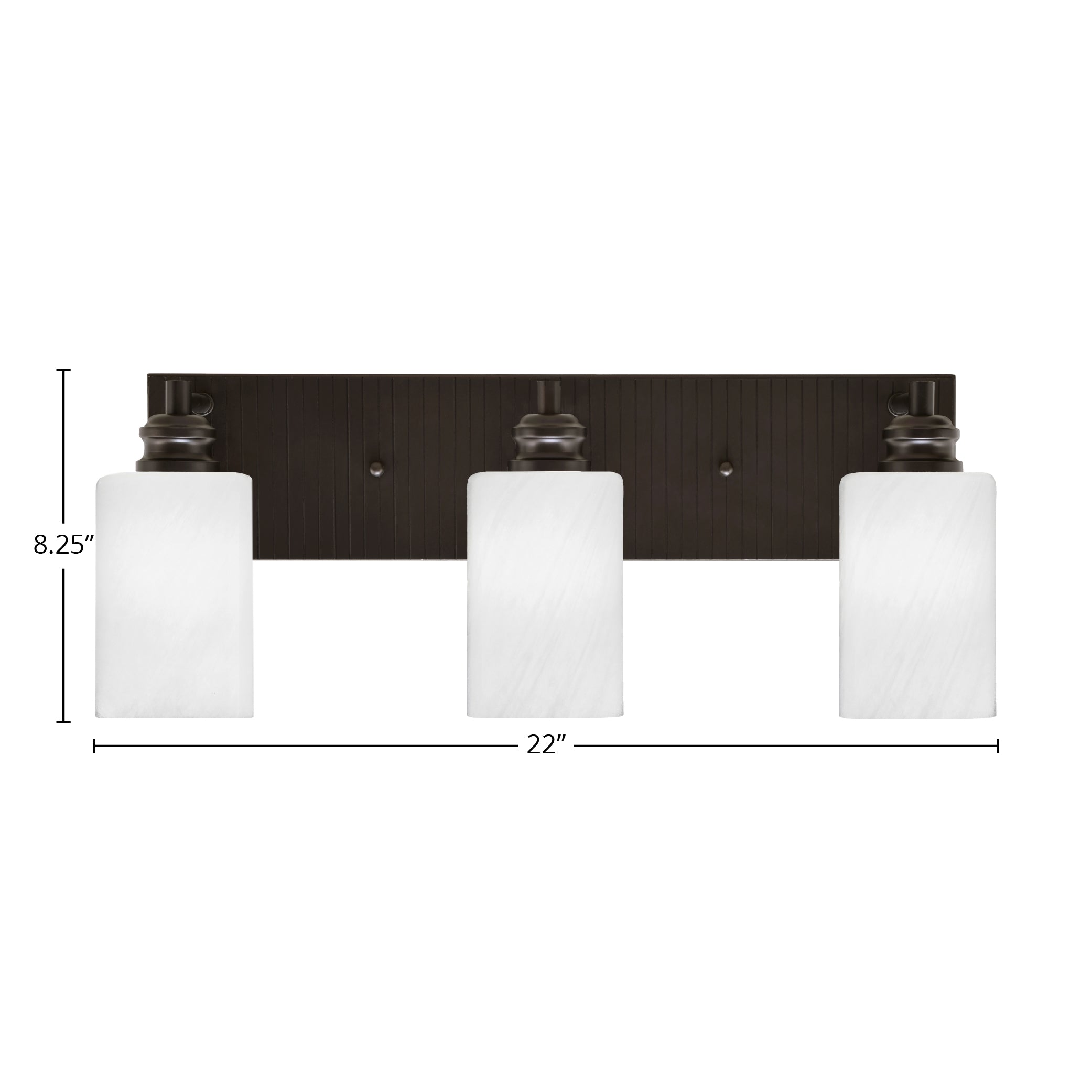 Edge Three Light Bath Bar in Espresso with 4" White Marble Shade