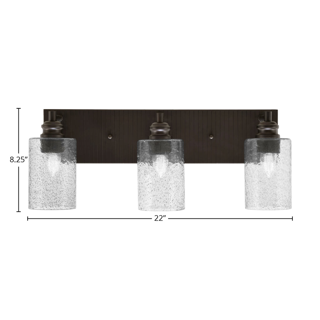 Edge Three Light Bath Bar in Espresso with 4" Smoke Bubble Shade