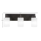 Edge Three Light Bath Bar in Espresso with 4" White Muslin Shade
