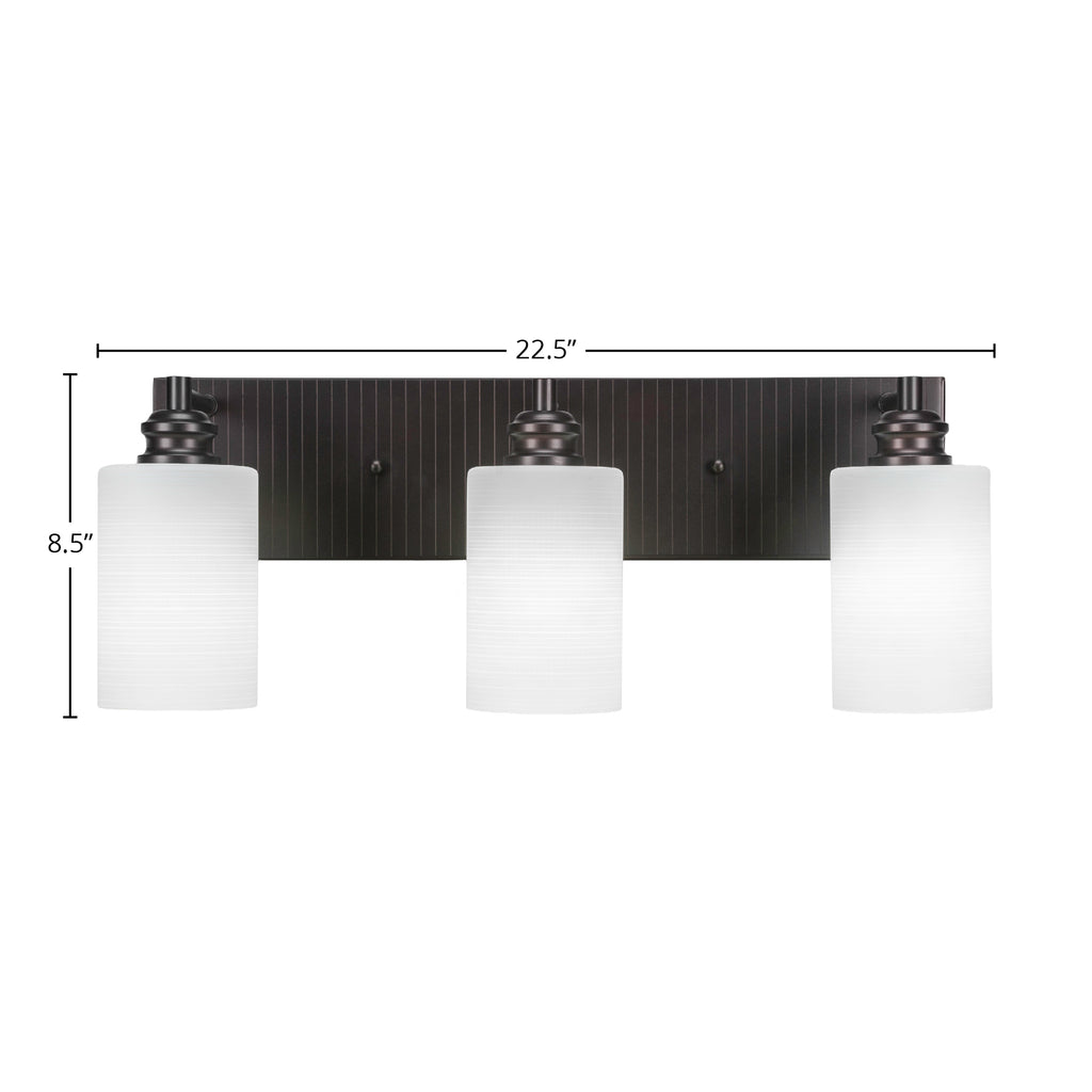 Edge Three Light Bath Bar in Espresso with 4" White Matrix Shade