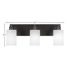 Edge Three Light Bath Bar in Espresso with 4" White Matrix Shade