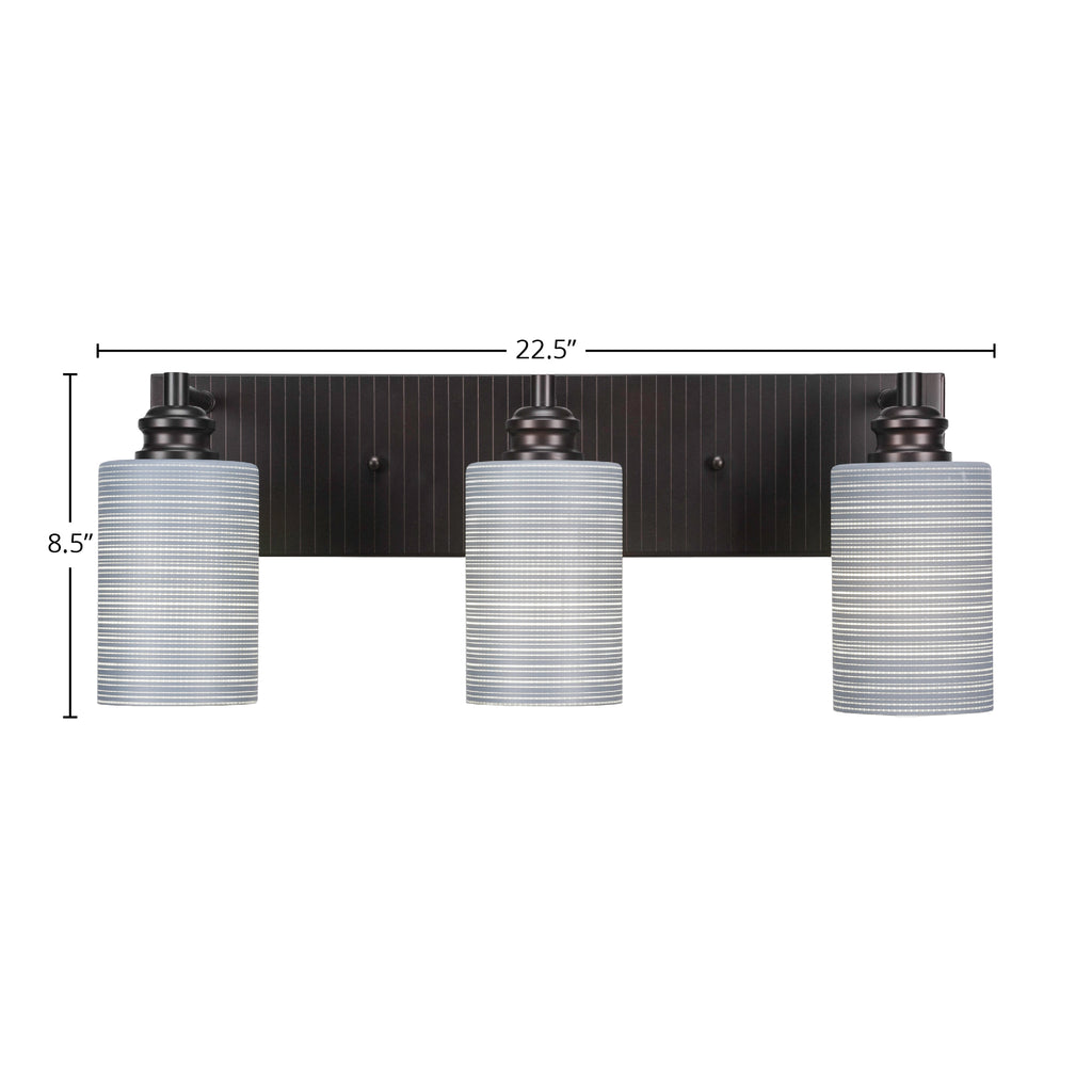 Edge Three Light Bath Bar in Espresso with 4" Gray Matrix Shade