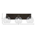 Edge Three Light Bath Bar in Espresso with 5.75" Clear Bubble Shade
