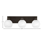 Edge Three Light Bath Bar in Espresso with 5.75" White Marble Shade